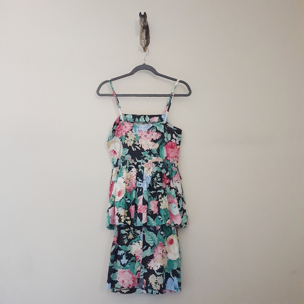 VTG 80s Peplum Dress Bolero Jacket Set Bold Floral - Picture 7 of 16